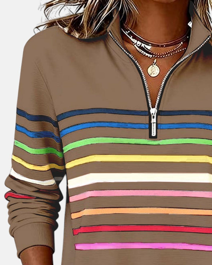 Emily - Striped Zip Sweatshirt