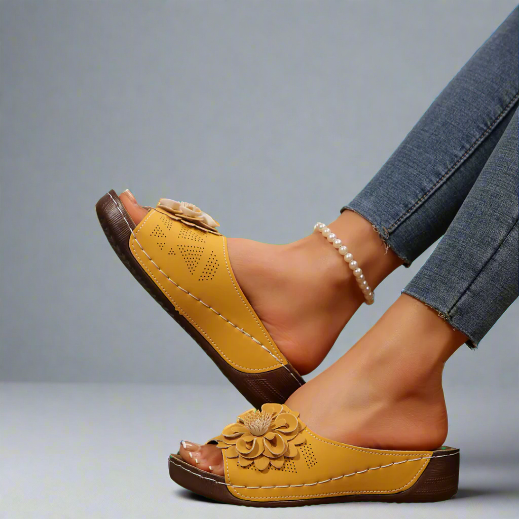 Jolanda | Elegant Orthopaedic Sandals with Floral Design