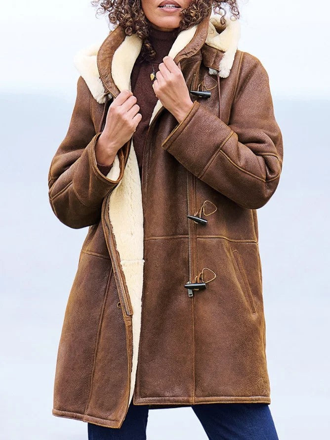 Warm, lightweight long winter coat for women