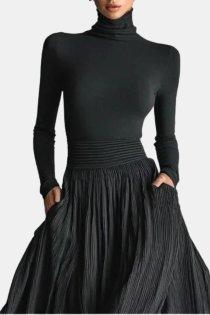 Victoria - Black Elegant Maxi Dress