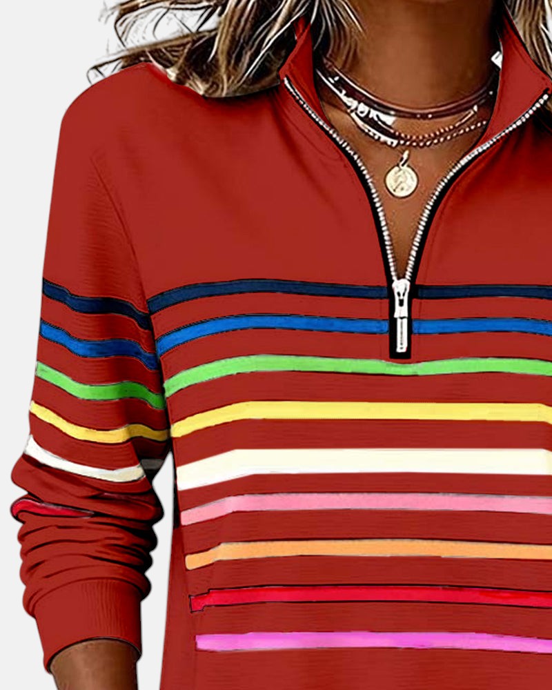 Emily - Striped Zip Sweatshirt