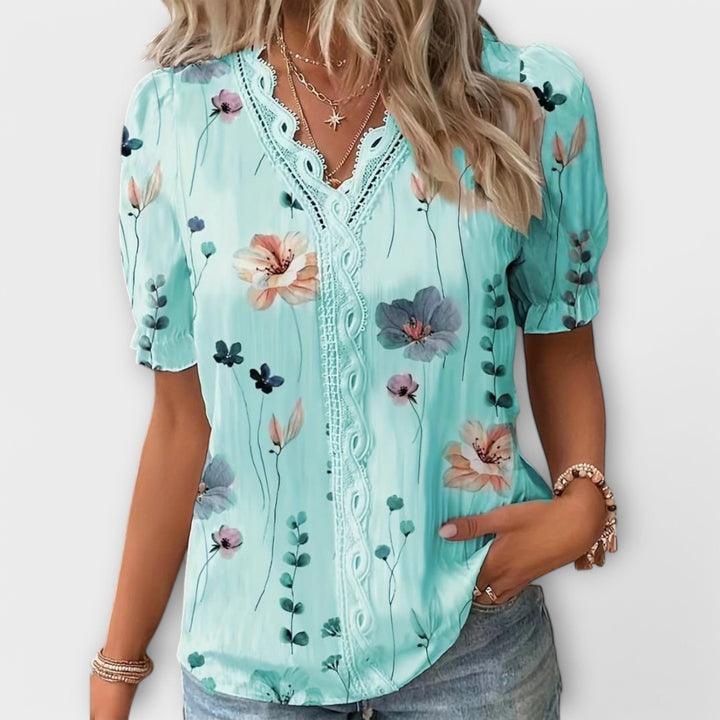 Emily - Fashionable Blouse with Pointed Neckline