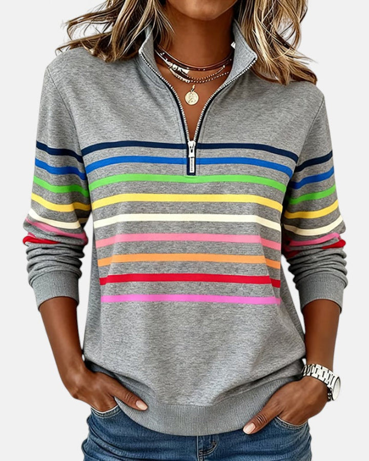Emily - Striped Zip Sweatshirt