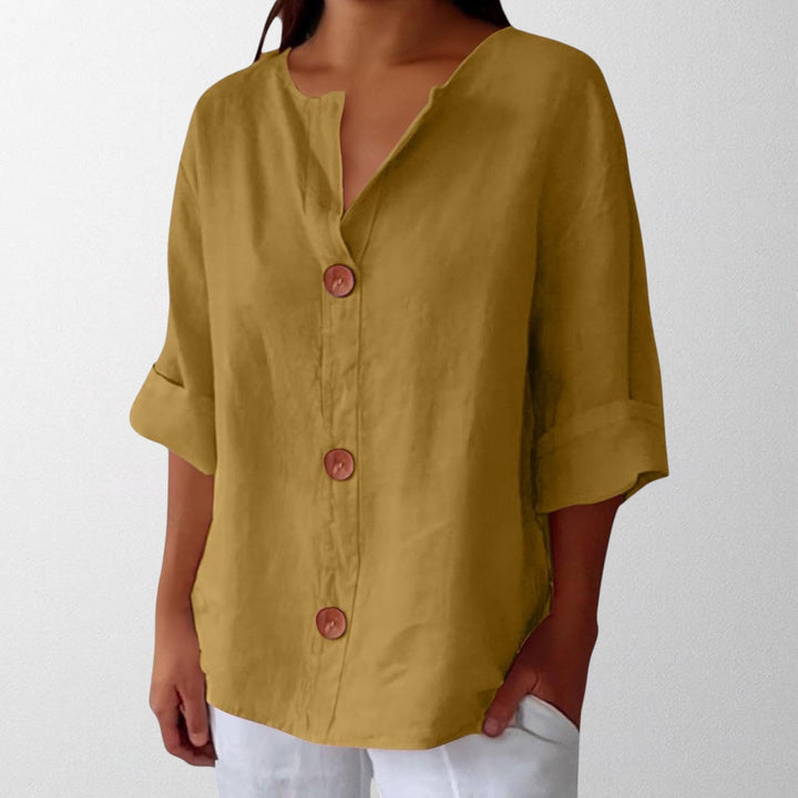 Noora - Relaxed Linen Blouse for Timeless Elegance