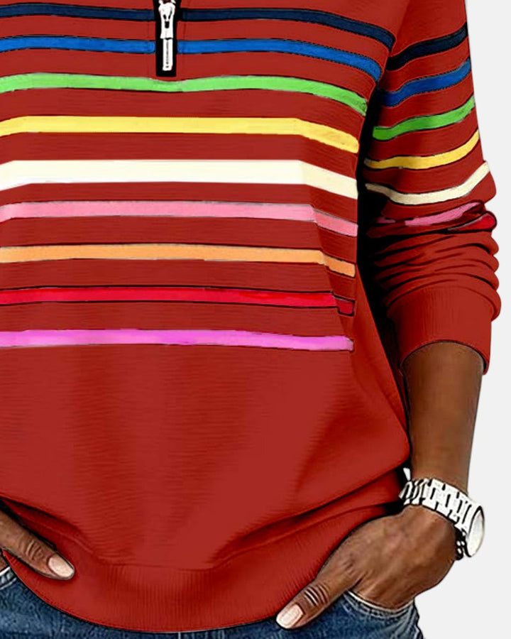 Emily - Striped Zip Sweatshirt