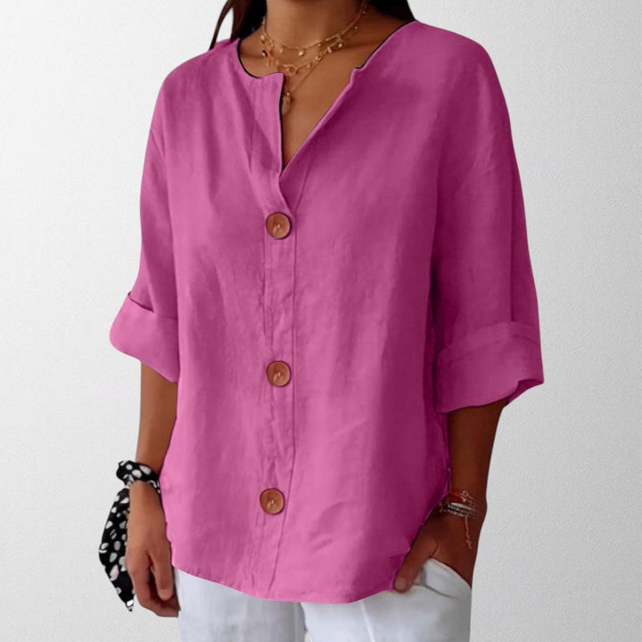Noora - Relaxed Linen Blouse for Timeless Elegance
