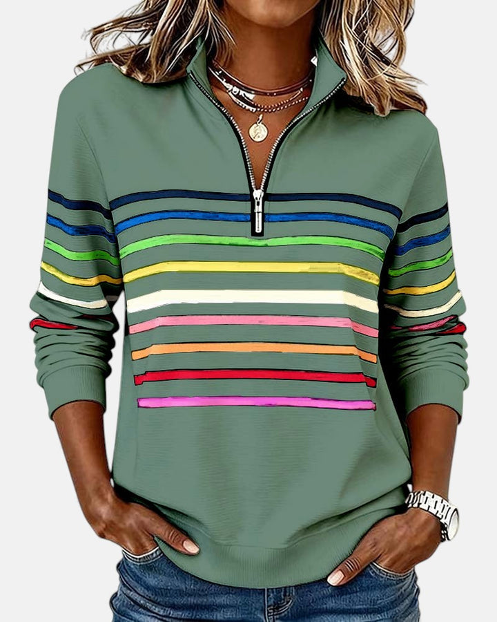 Emily - Striped Zip Sweatshirt
