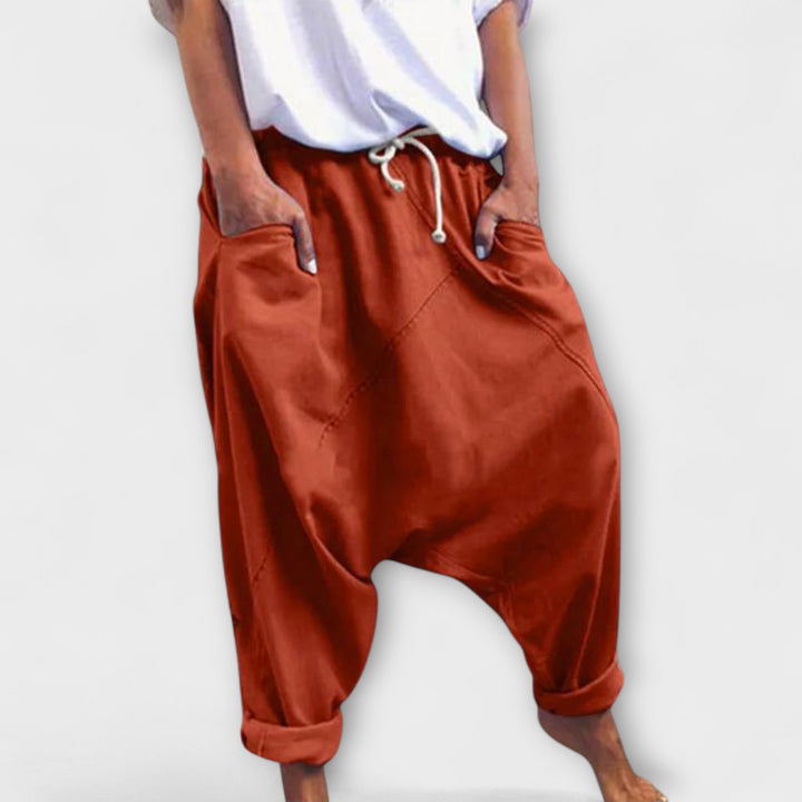 Hara - Wide-Cut Harem Pants with Drawstring