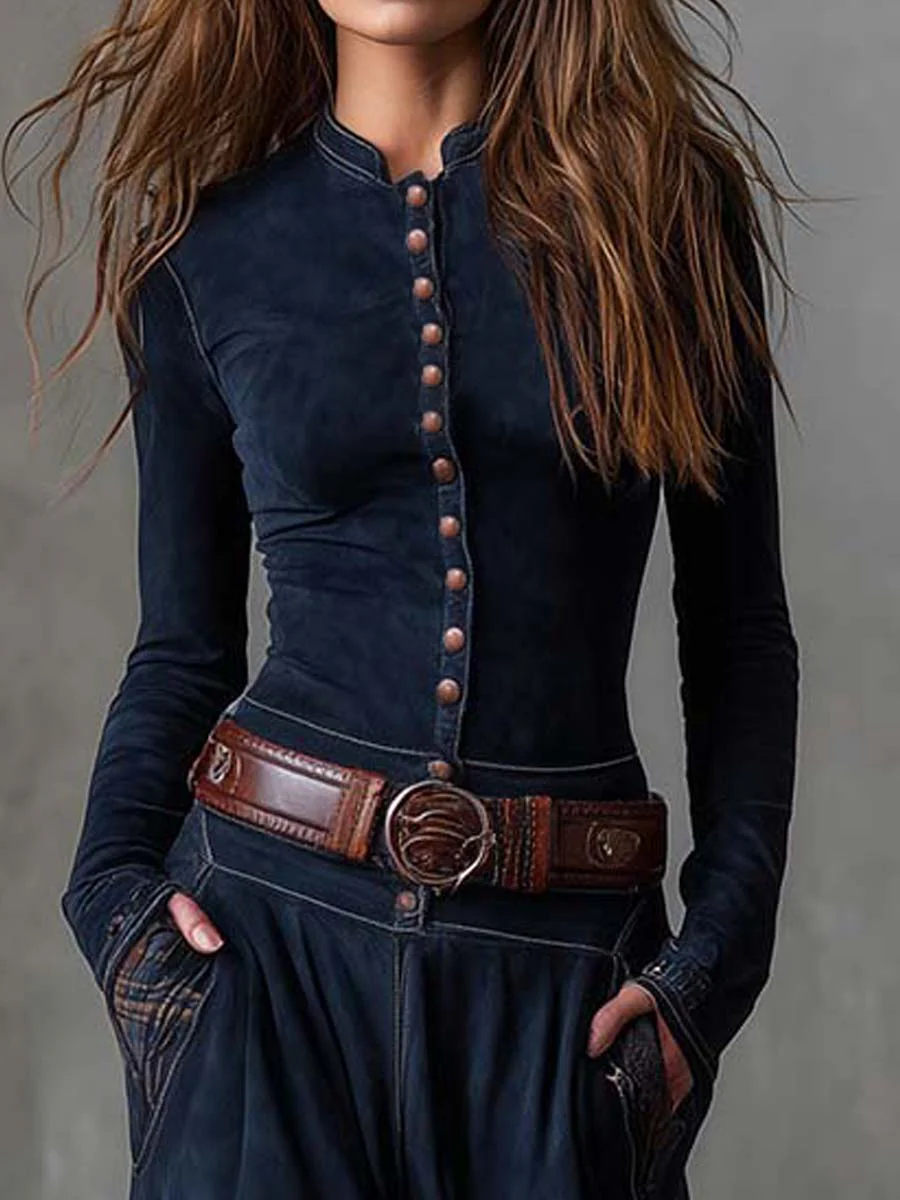 Eleanor - Elegant soft suede maxi dress with refined belt