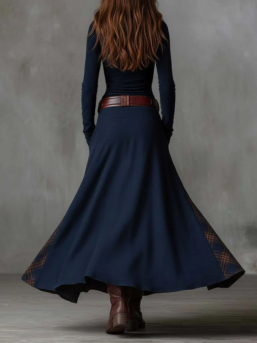 Eleanor - Elegant soft suede maxi dress with refined belt