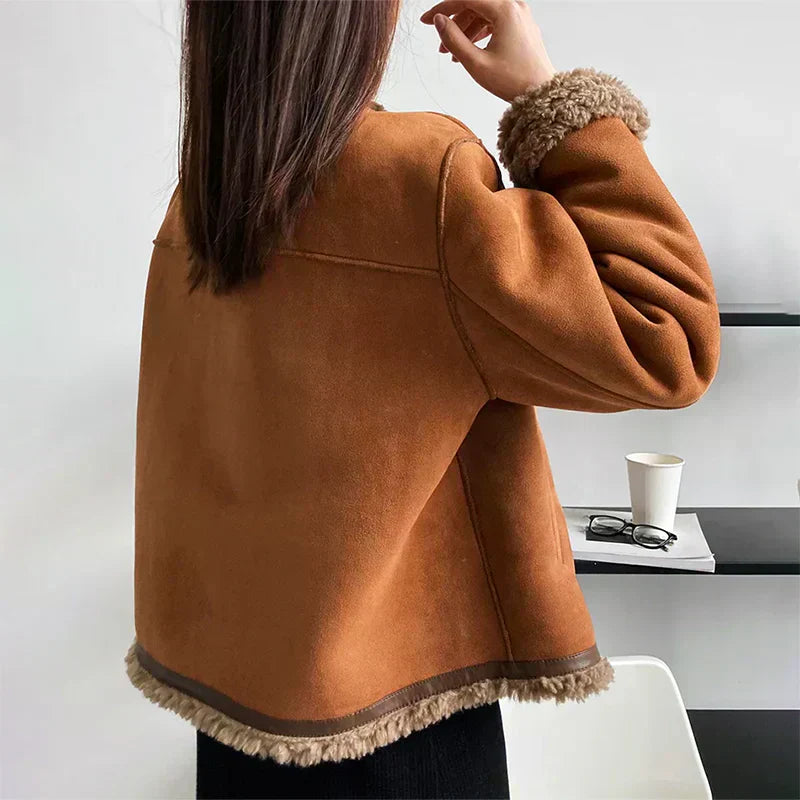 Isabella Shearling Button Jacket