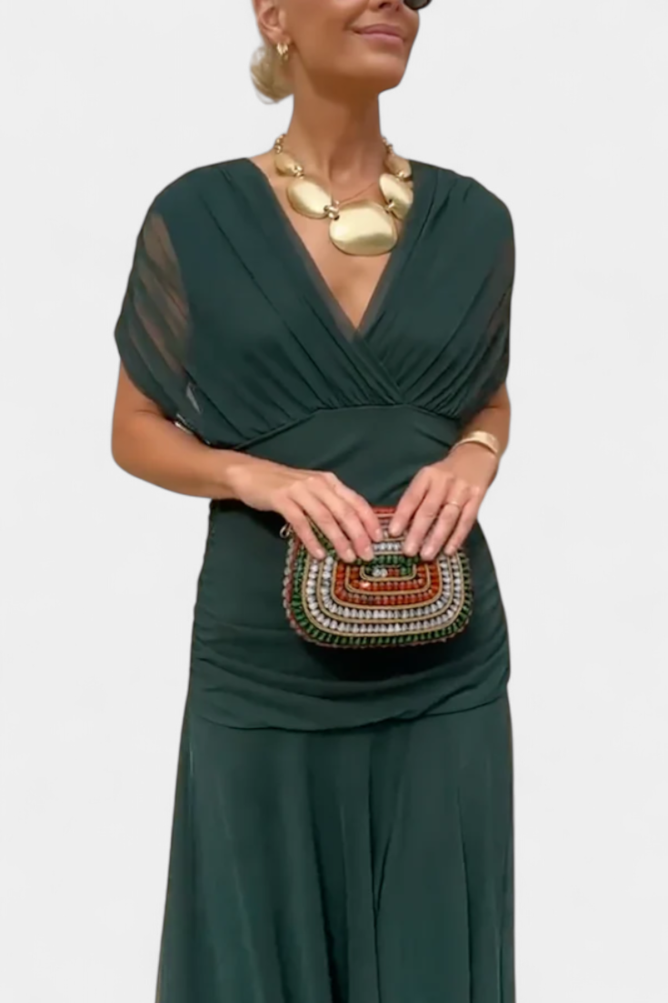 Elowen - Long floral dress with V-neck