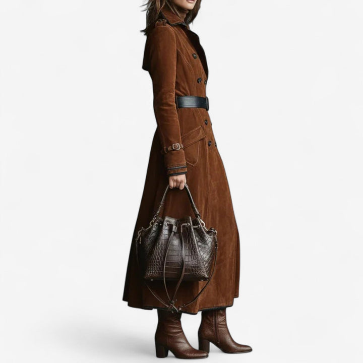 Natalia - Suede Leather Trench Coat