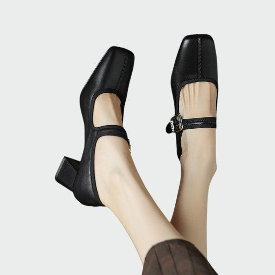 Olivia - Block-Heel Buckle Mary Jane Shoes