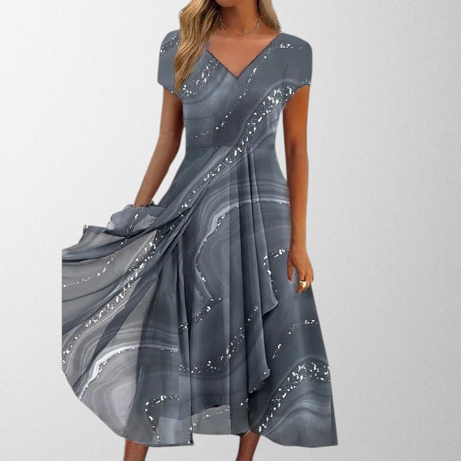 Olivia – Elegant V-neck Midi Dress