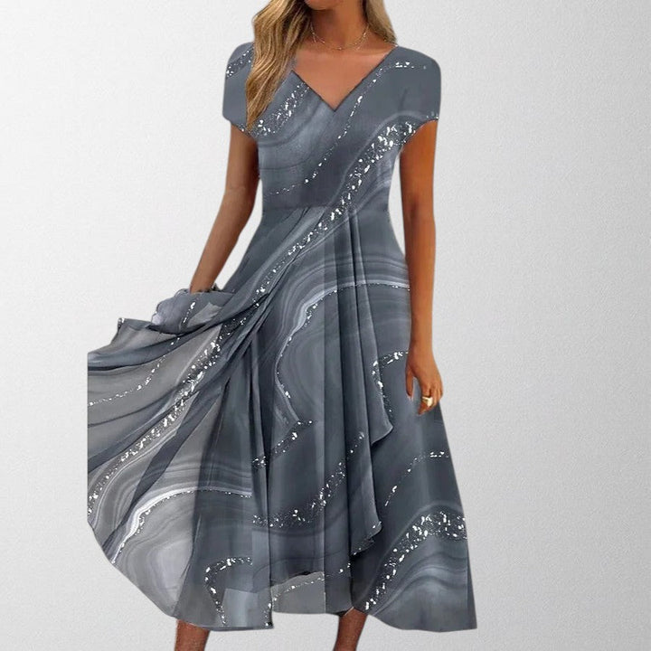 Olivia – Elegant V-neck Midi Dress