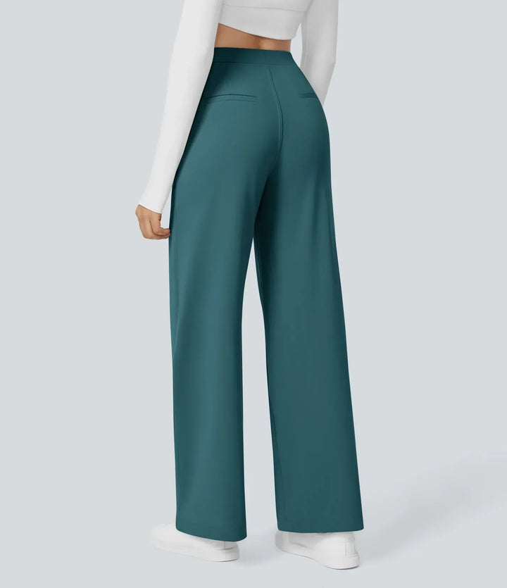 ColaTek Air™ Flared Trousers with High Waist and Side Zip Pockets